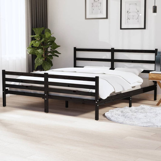 Sängynrunko musta täysi mänty 180x200 cm 6FT Super King - Sisustajankoti.fi