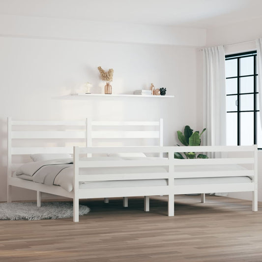 Sängynrunko täysi mänty 200x200 cm valkoinen - Sisustajankoti.fi
