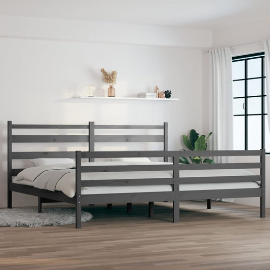 Sängynrunko täysi mänty 200x200 cm harmaa - Sisustajankoti.fi