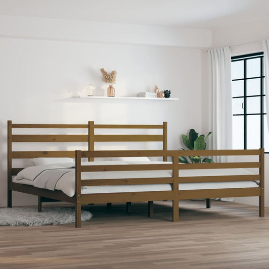 Sängynrunko täysi mänty 200x200 cm hunajanruskea - Sisustajankoti.fi