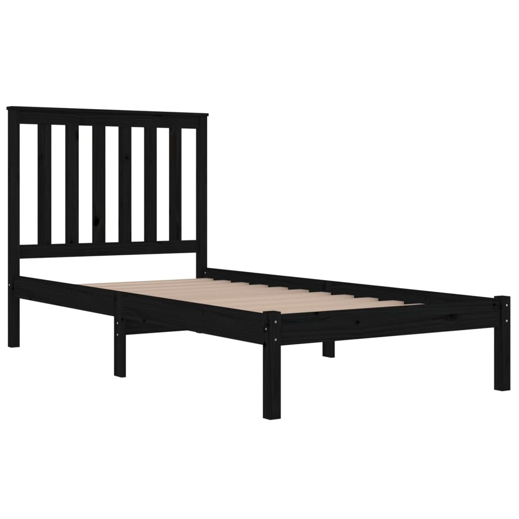 Sängynrunko musta täysi mänty 100x200 cm - Sisustajankoti.fi