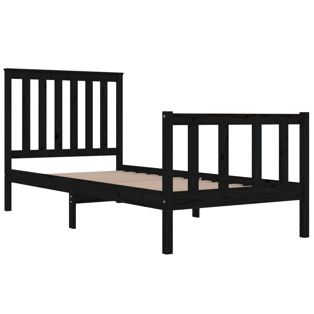 Sängynrunko musta täysi mänty 90x190 cm 3FT Single - Sisustajankoti.fi
