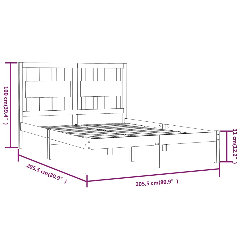 Sängynrunko hunajanruskea täysi mänty 200x200 cm - Sisustajankoti.fi