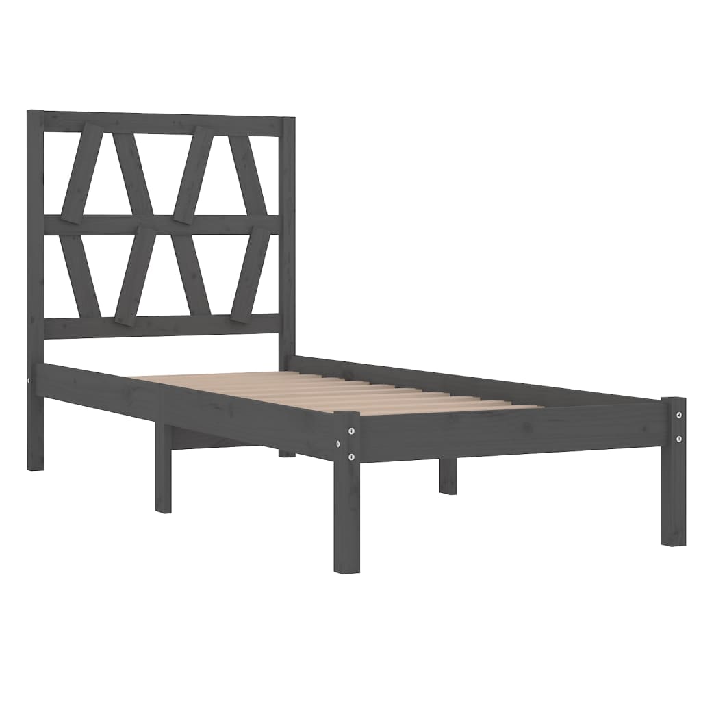 Sängynrunko harmaa täysi mänty 75x190 cm 2FT6 Small Single - Sisustajankoti.fi