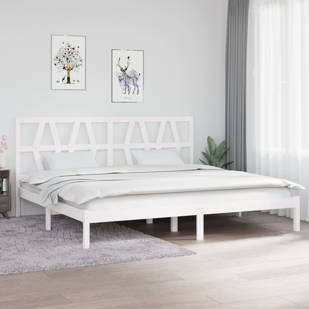 Sängynrunko valkoinen täysi mänty 200x200 cm - Sisustajankoti.fi