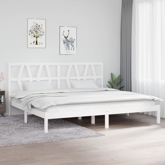 Sängynrunko valkoinen täysi mänty 200x200 cm - Sisustajankoti.fi