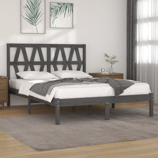 Sängynrunko harmaa täysi mänty 200x200 cm - Sisustajankoti.fi
