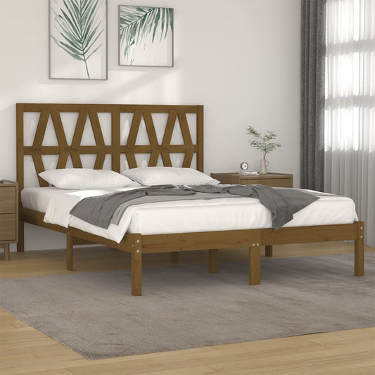 Sängynrunko hunajanruskea täysi mänty 200x200 cm - Sisustajankoti.fi