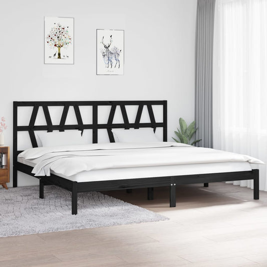 Sängynrunko musta täysi mänty 200x200 cm - Sisustajankoti.fi