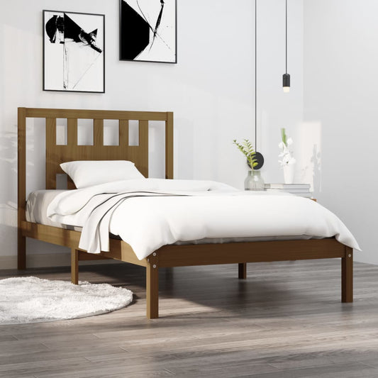 Sängynrunko hunajanruskea täysi mänty 100x200 cm - Sisustajankoti.fi