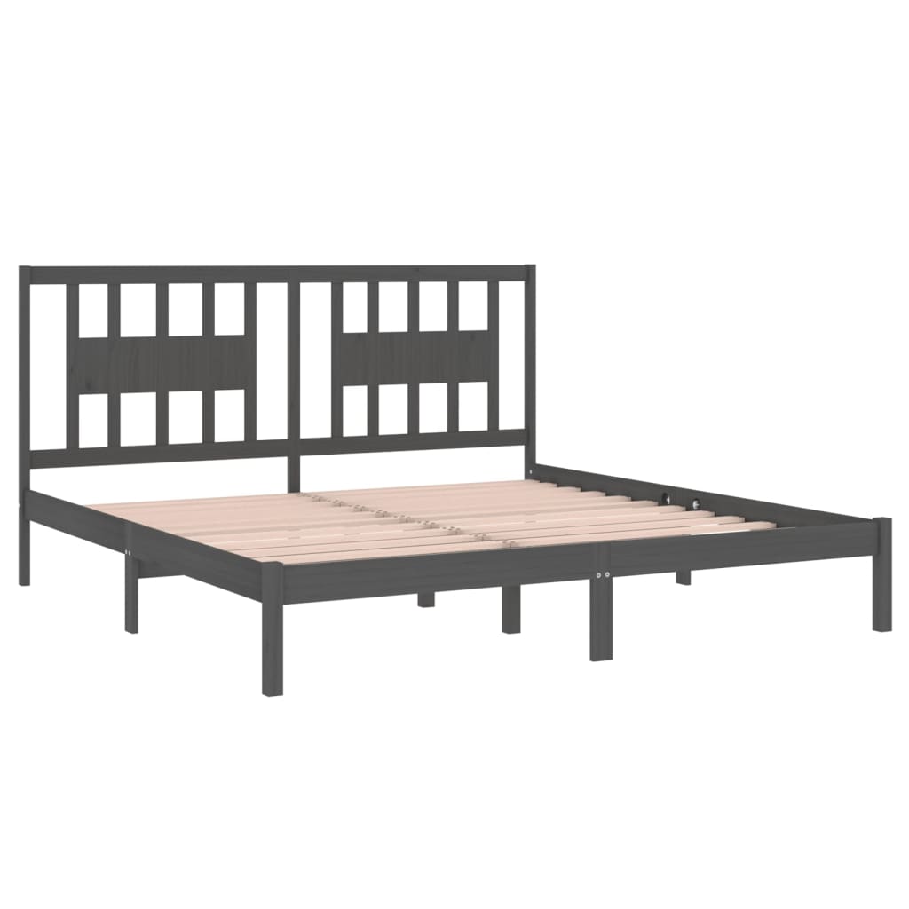 Sängynrunko harmaa täysi mänty 200x200 cm - Sisustajankoti.fi