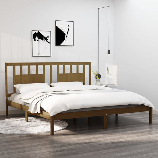Sängynrunko hunajanruskea täysi mänty 200x200 cm - Sisustajankoti.fi