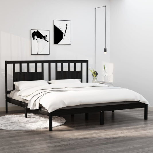 Sängynrunko musta täysi mänty 200x200 cm - Sisustajankoti.fi
