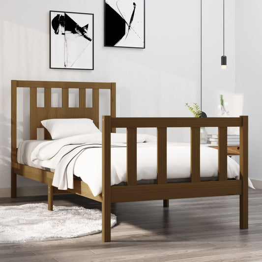 Sängynrunko hunajanruskea täysi puu 90x190 cm 3FT Single - Sisustajankoti.fi