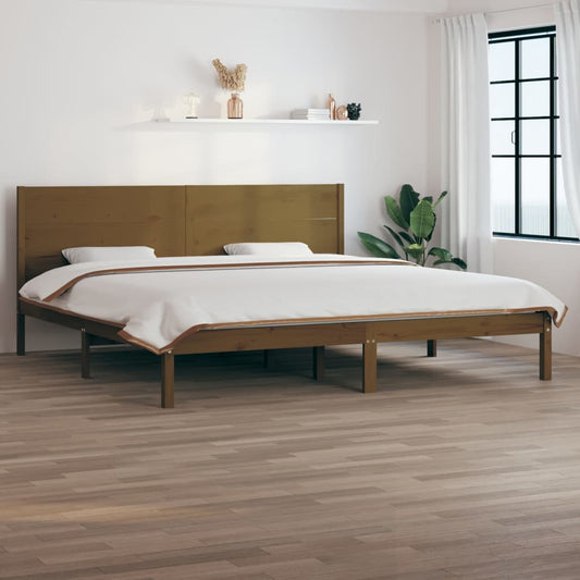 Sängynrunko hunajanruskea täysi mänty 200x200 cm - Sisustajankoti.fi