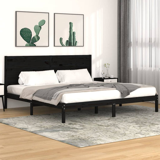 Sängynrunko musta täysi mänty 200x200 cm - Sisustajankoti.fi