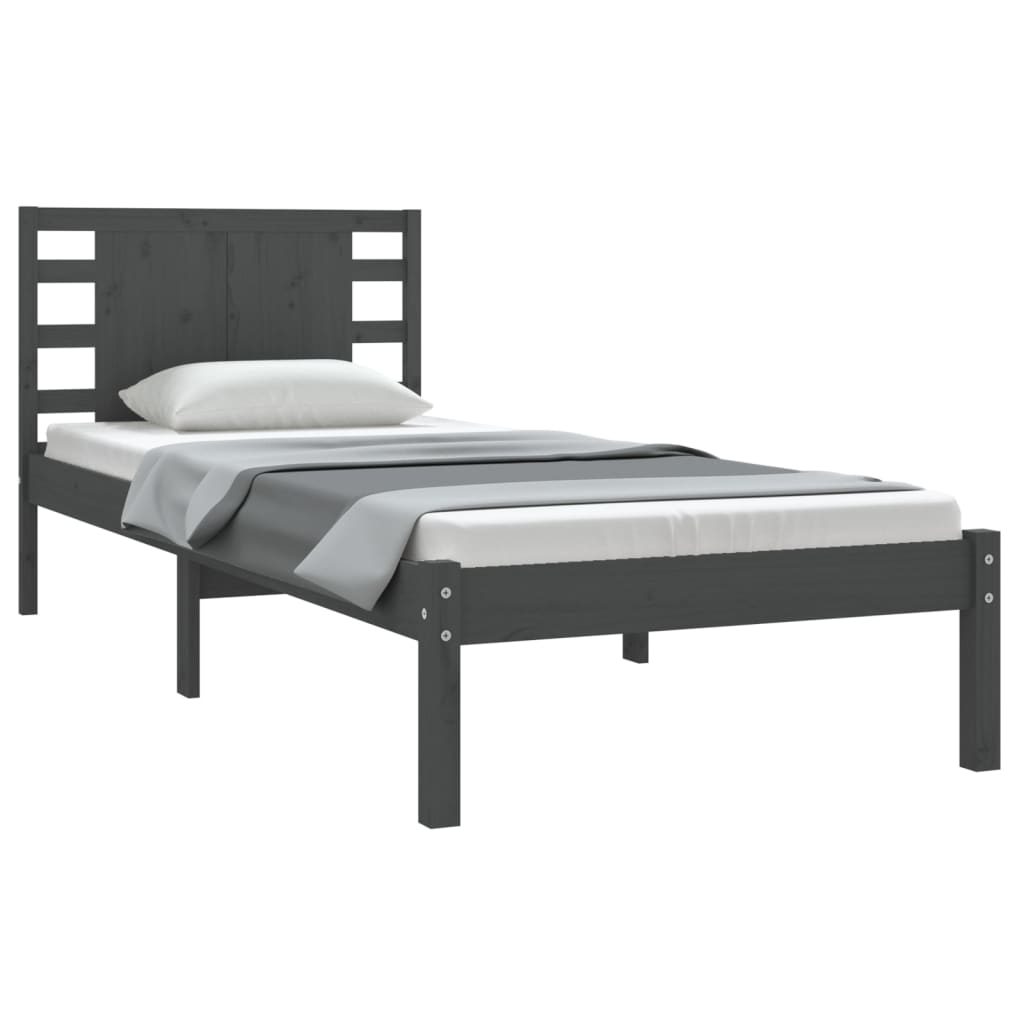 Sängynrunko harmaa täysi mänty 90x200 cm - Sisustajankoti.fi