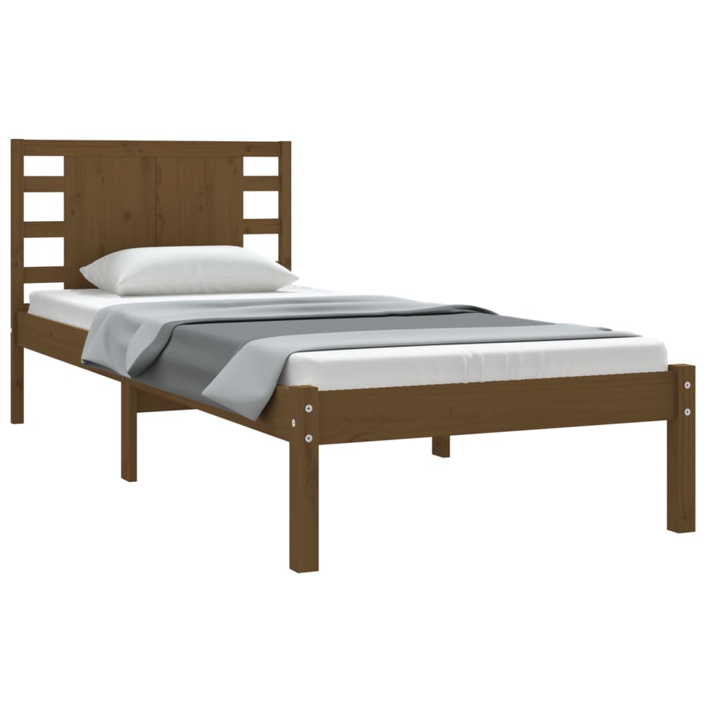 Sängynrunko hunajanruskea täysi mänty 90x200 cm - Sisustajankoti.fi