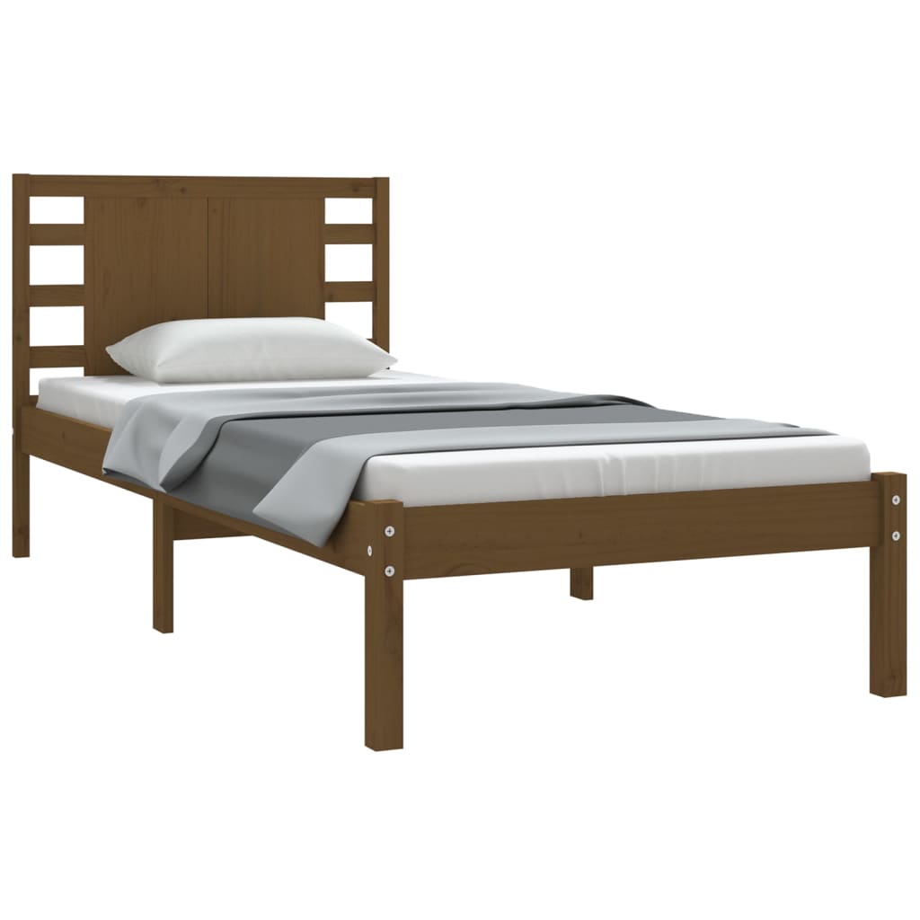 Sängynrunko hunajanruskea täysi mänty 100x200 cm - Sisustajankoti.fi