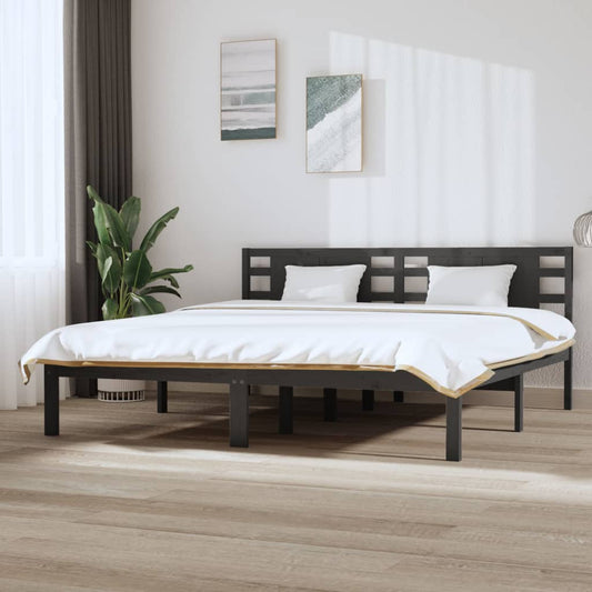 Sängynrunko harmaa täysi mänty 200x200 cm - Sisustajankoti.fi