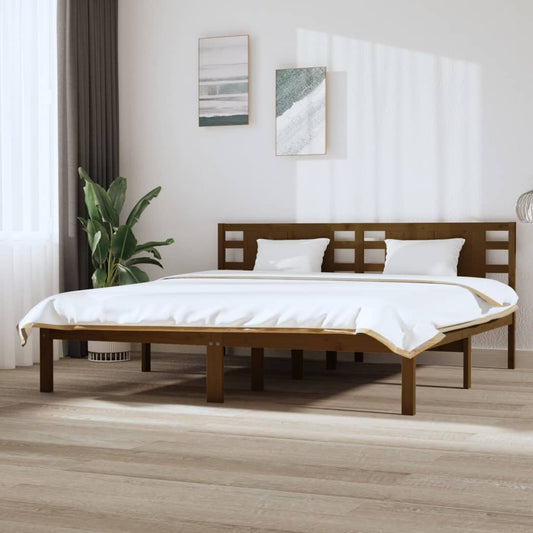 Sängynrunko hunajanruskea täysi mänty 200x200 cm - Sisustajankoti.fi