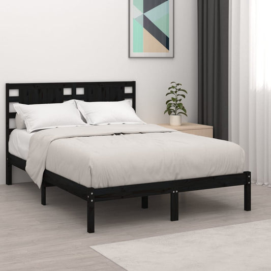 Sängynrunko musta täysi mänty 200 x 200 cm - Sisustajankoti.fi
