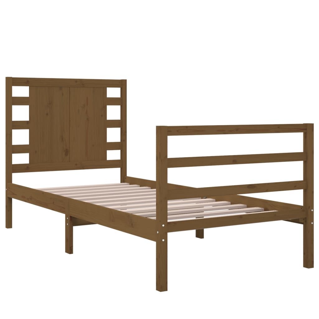 Sängynrunko hunajanruskea puu 75x190 cm 2FT6 Small Single - Sisustajankoti.fi