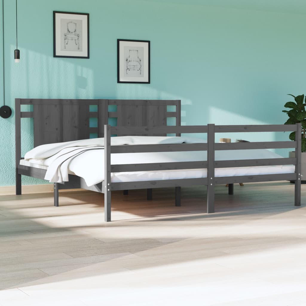 Sängynrunko harmaa täysi mänty 180x200 cm 6FT Super King - Sisustajankoti.fi