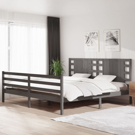 Sängynrunko harmaa täysi mänty 200 x 200 cm - Sisustajankoti.fi