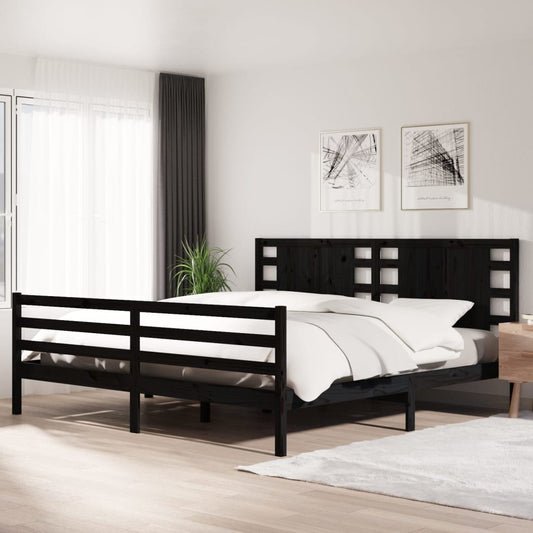 Sängynrunko musta täysi mänty 200 x 200 cm - Sisustajankoti.fi