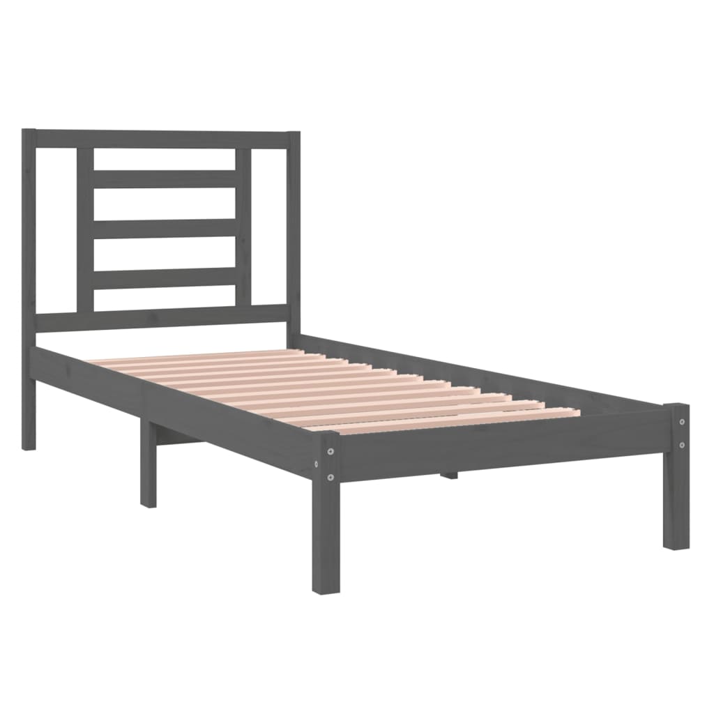 Sängynrunko harmaa täysi puu 75x190 cm 2FT6 Small Single - Sisustajankoti.fi