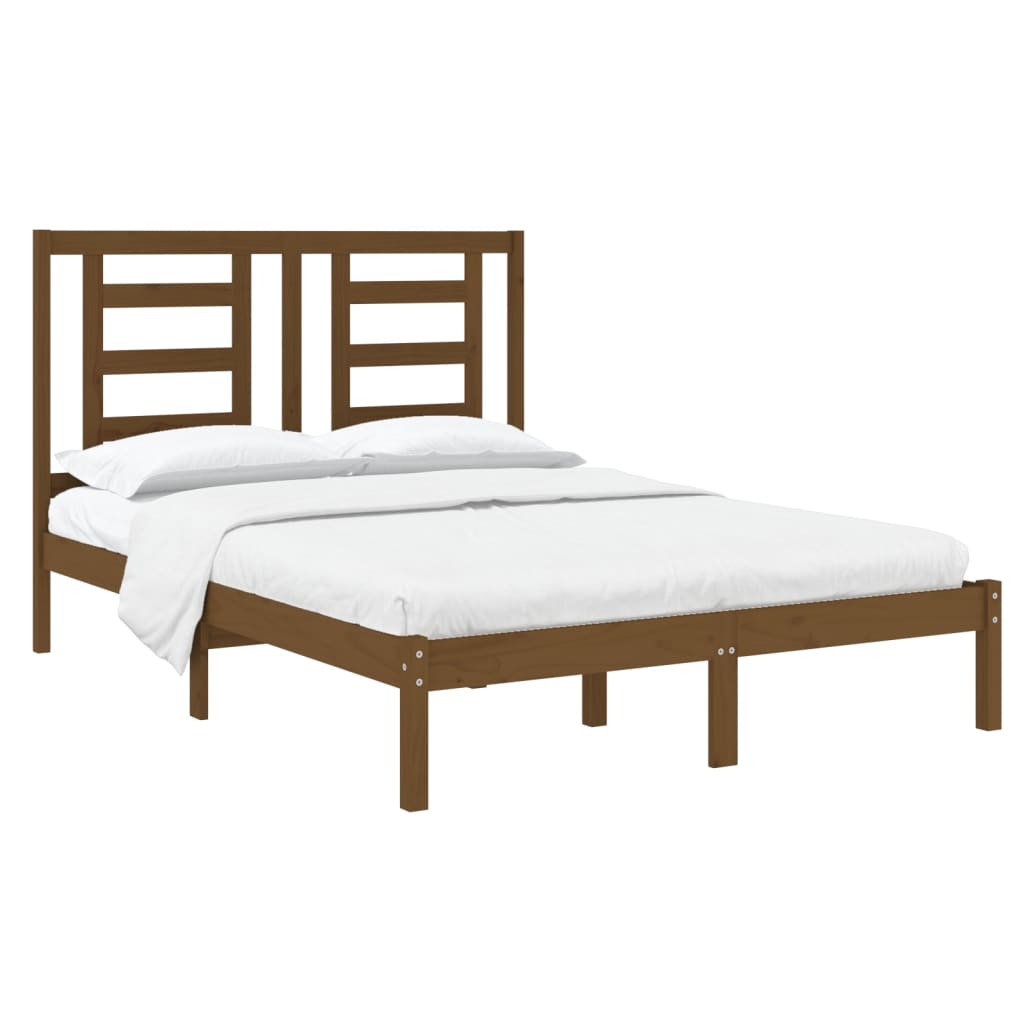 Sängynrunko hunajanruskea täysi puu 120x190 cm 4FT Small Double - Sisustajankoti.fi