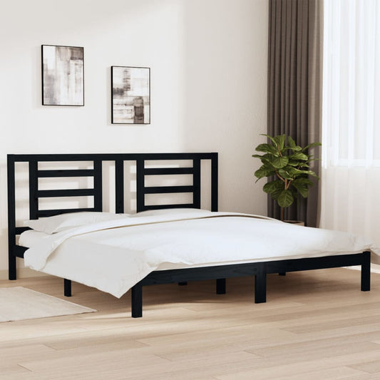Sängynrunko musta täysi mänty 200 x 200 cm - Sisustajankoti.fi