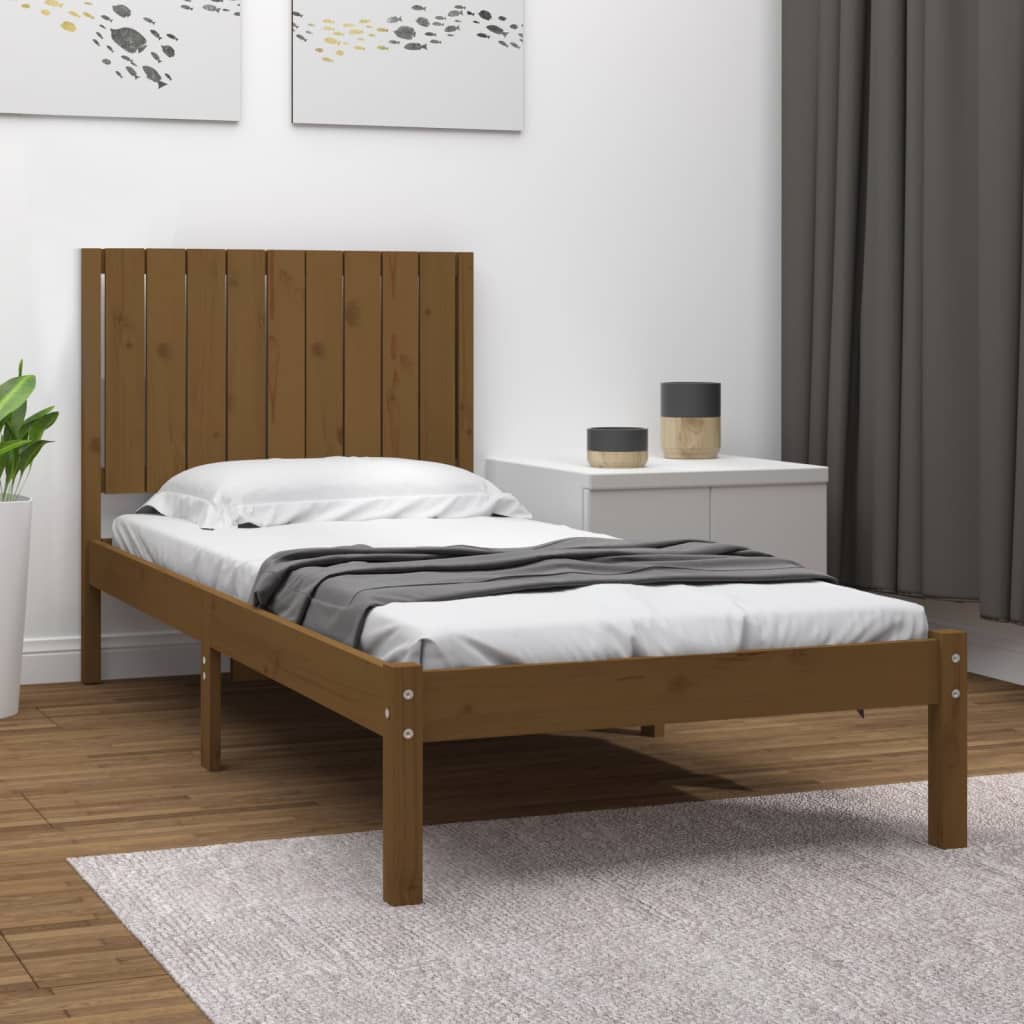 Sängynrunko hunajanruskea täysi mänty 90x190 cm 3FT Single - Sisustajankoti.fi