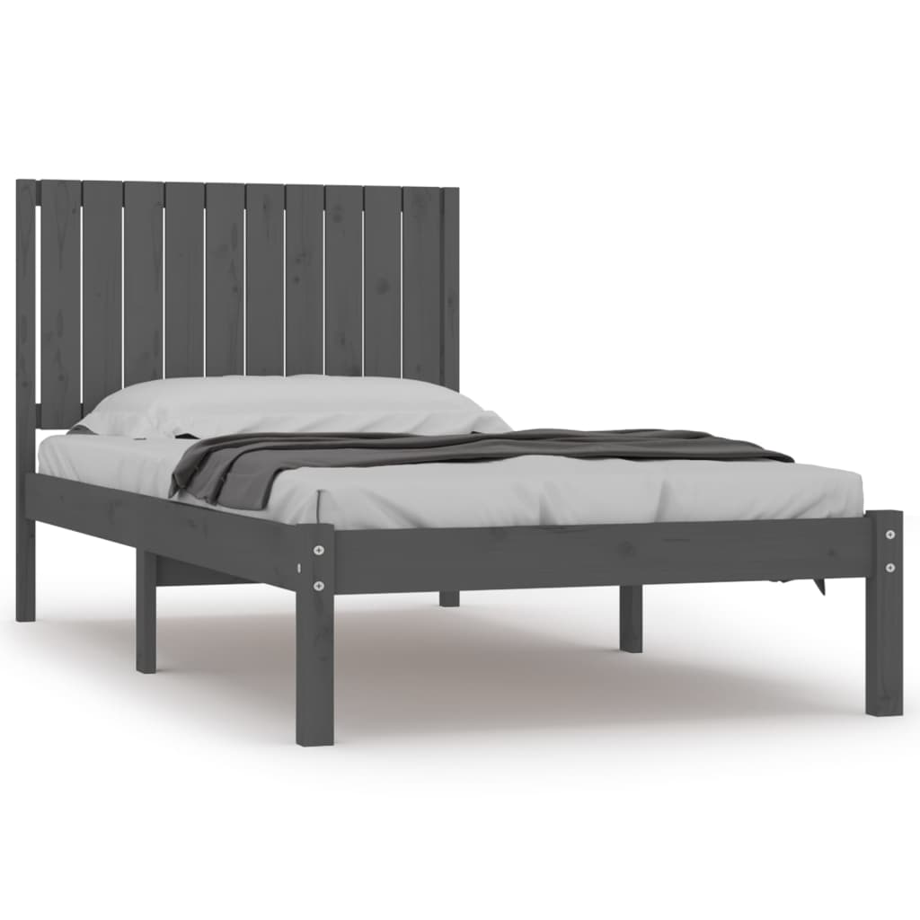 Sängynrunko harmaa täysi mänty 100x200 cm - Sisustajankoti.fi