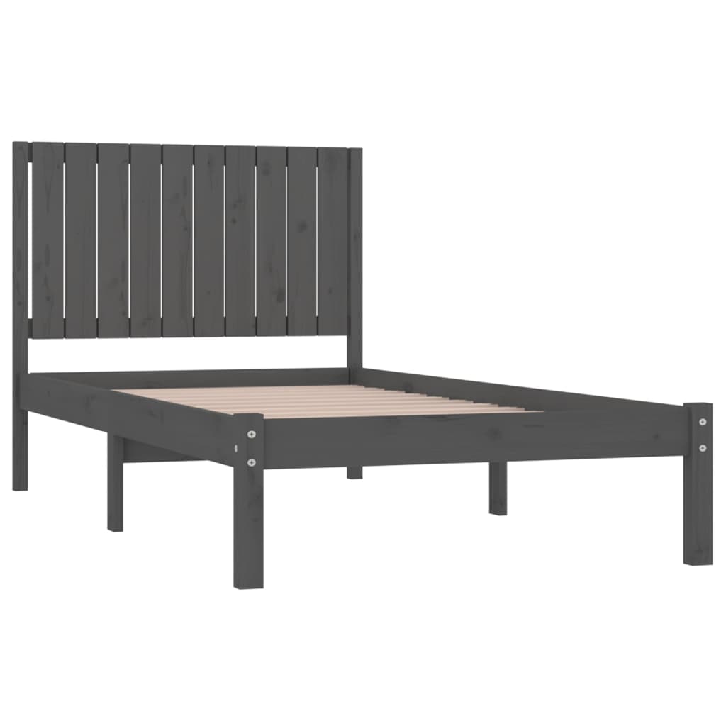 Sängynrunko harmaa täysi mänty 100x200 cm - Sisustajankoti.fi