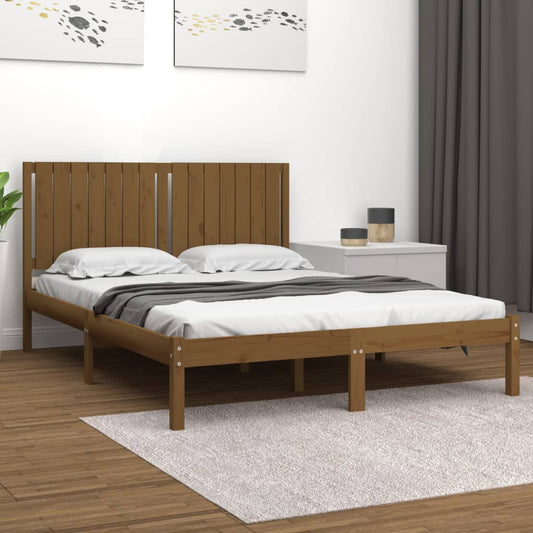 Sängynrunko hunajanruskea täysi puu 150x200 cm 5FT King Size - Sisustajankoti.fi