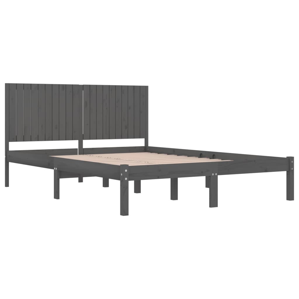 Sängynrunko harmaa täysi mänty 200x200 cm - Sisustajankoti.fi