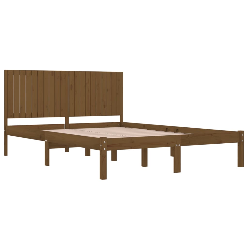 Sängynrunko hunajanruskea täysi mänty 200x200 cm - Sisustajankoti.fi