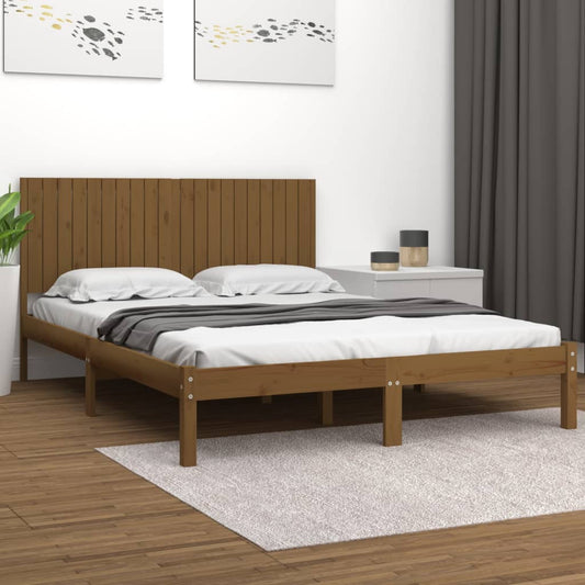 Sängynrunko hunajanruskea täysi mänty 200x200 cm - Sisustajankoti.fi