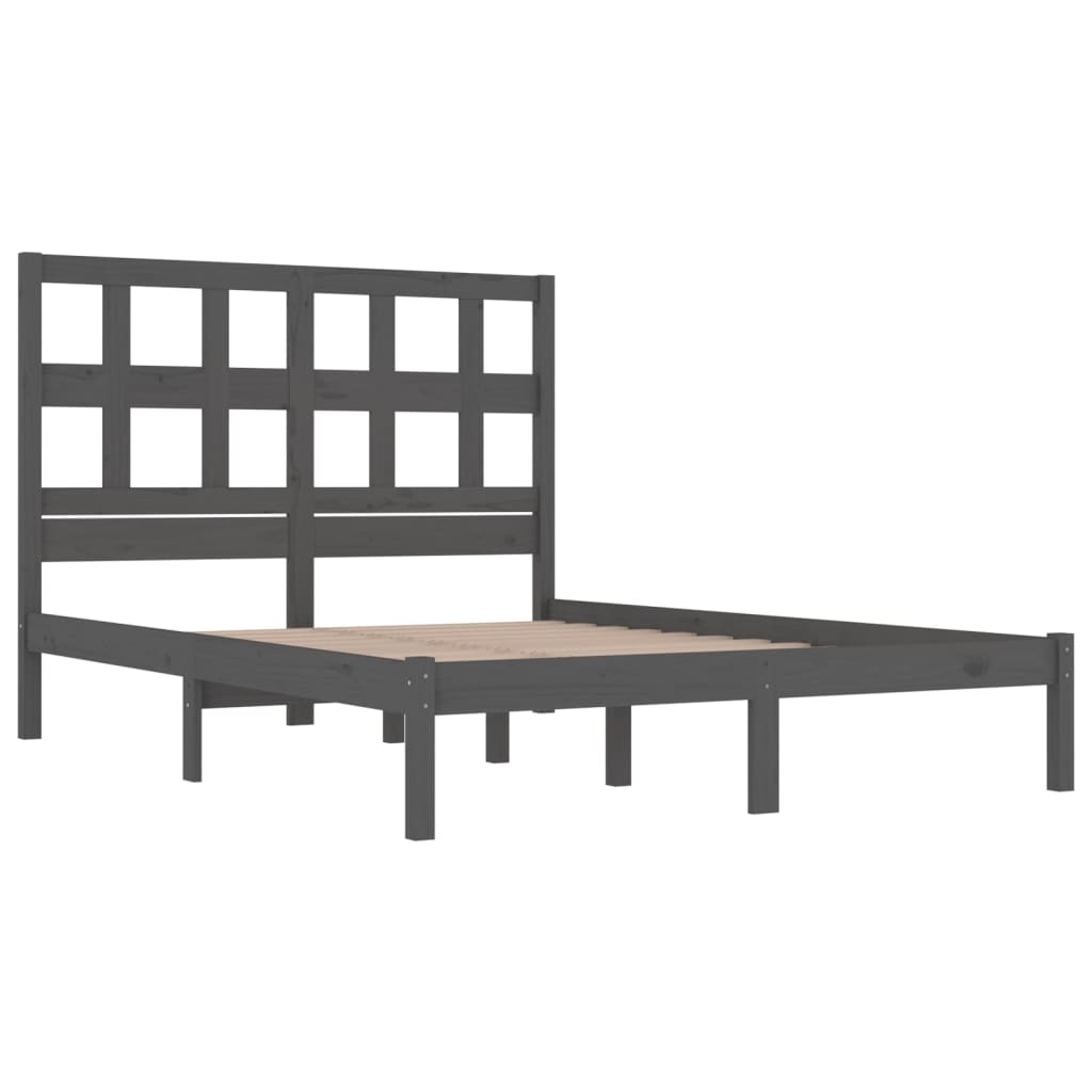 Sängynrunko harmaa täysi mänty 135x190 cm 4FT6 Double - Sisustajankoti.fi