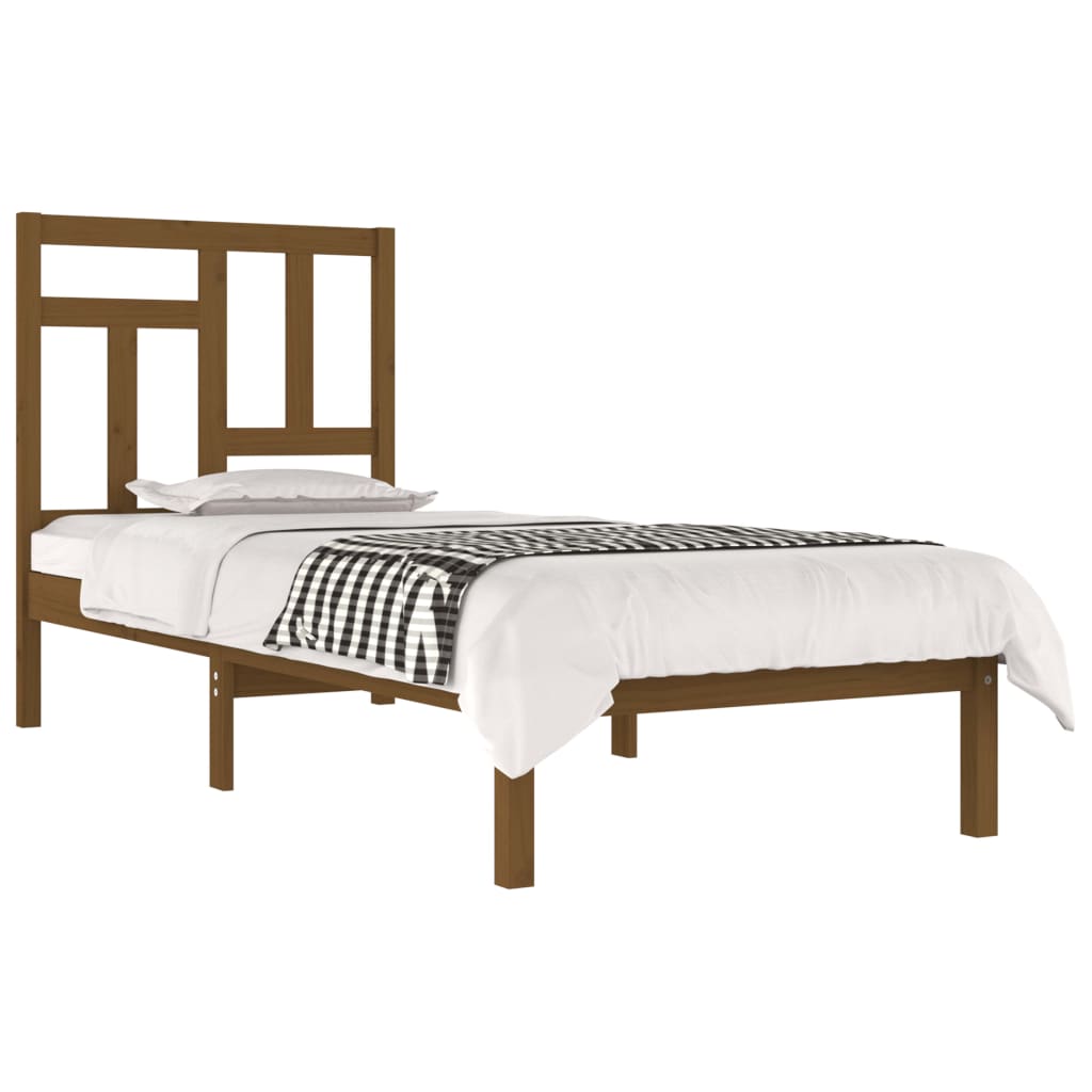 Sängynrunko hunajanruskea täysi mänty 90x200 cm - Sisustajankoti.fi