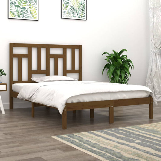 Sängynrunko hunajanruskea täysi mänty 150x200 cm 5FT King Size - Sisustajankoti.fi