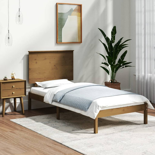 Sängynrunko hunajanruskea täysi mänty 100x200 cm - Sisustajankoti.fi