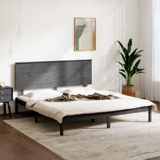 Sängynrunko harmaa täysi puu 150x200 cm 5FT King Size - Sisustajankoti.fi