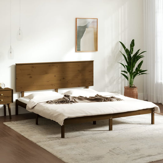 Sängynrunko hunajanruskea täysi puu 150x200 cm 5FT King Size - Sisustajankoti.fi