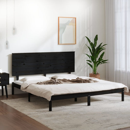 Sängynrunko musta täysi mänty 200x200 cm - Sisustajankoti.fi