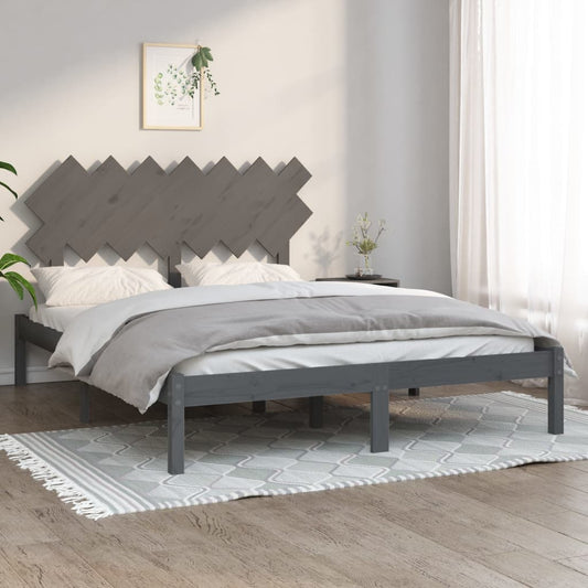 Sängynrunko harmaa täysi puu 150x200 cm 5FT King Size - Sisustajankoti.fi