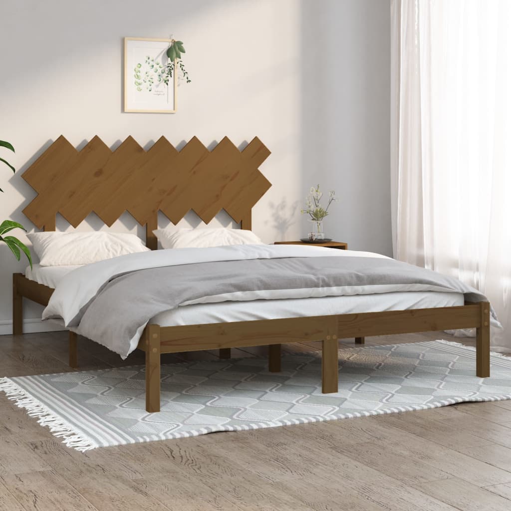 Sängynrunko hunajanruskea täysi puu 150x200 cm 5FT King Size - Sisustajankoti.fi