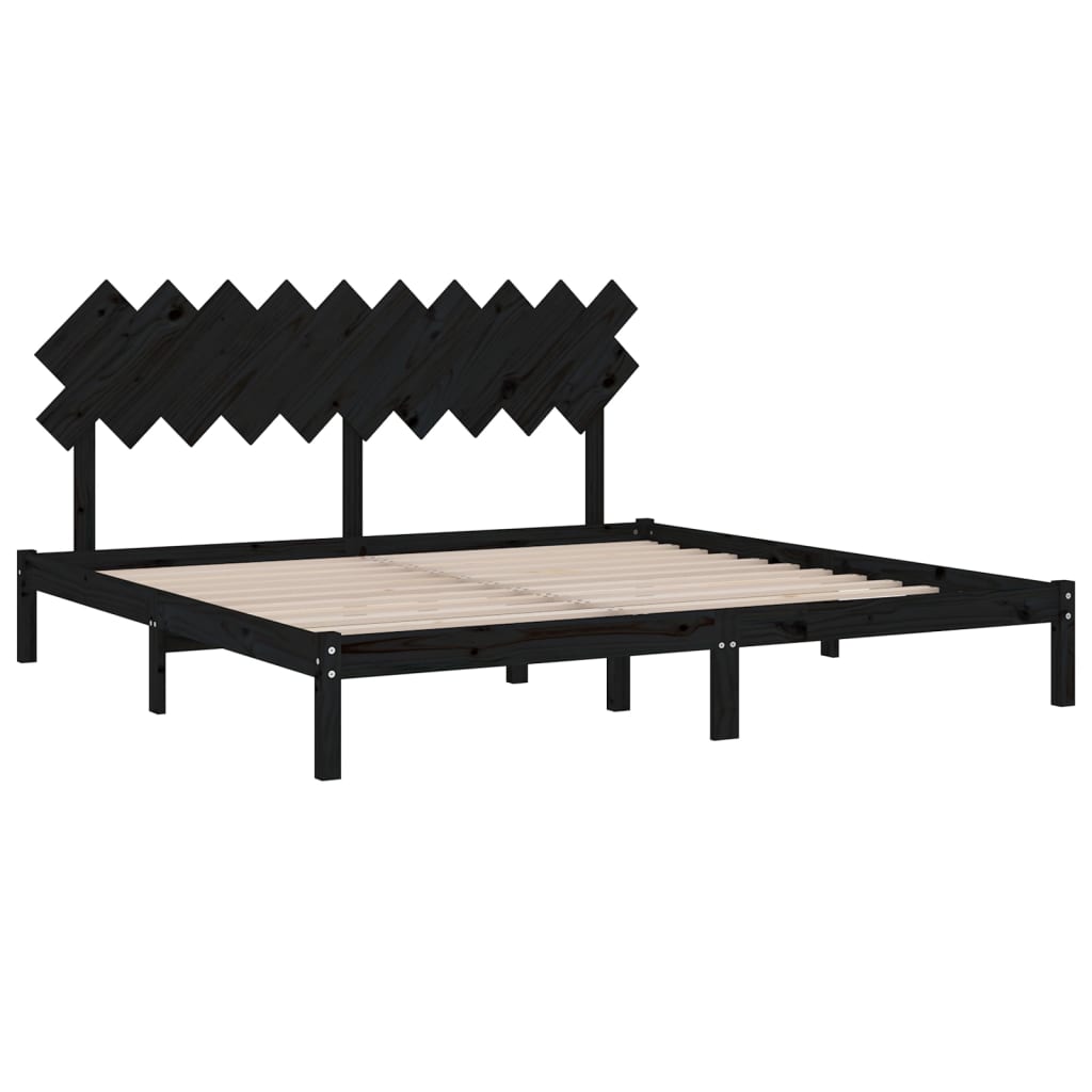 Sängynrunko musta täysi mänty 200x200 cm - Sisustajankoti.fi